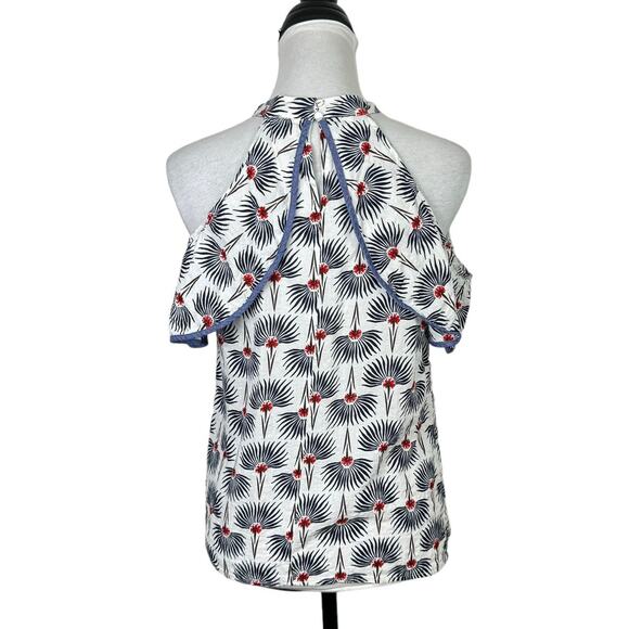 THML Floral Print Crossover Neckline Cold Shoulder Lightweight Summer Top - Picture 3 of 13